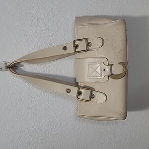 Chloe Cream Shoulder Bag with Gold Accents